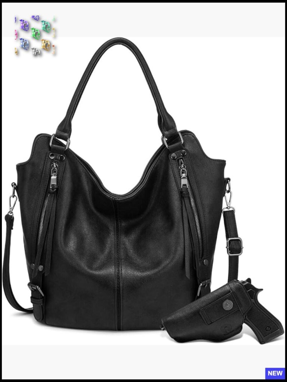 Concealed Carry Hobo Purse Faux Leather Crossbody Shoulder Bag Large Tote